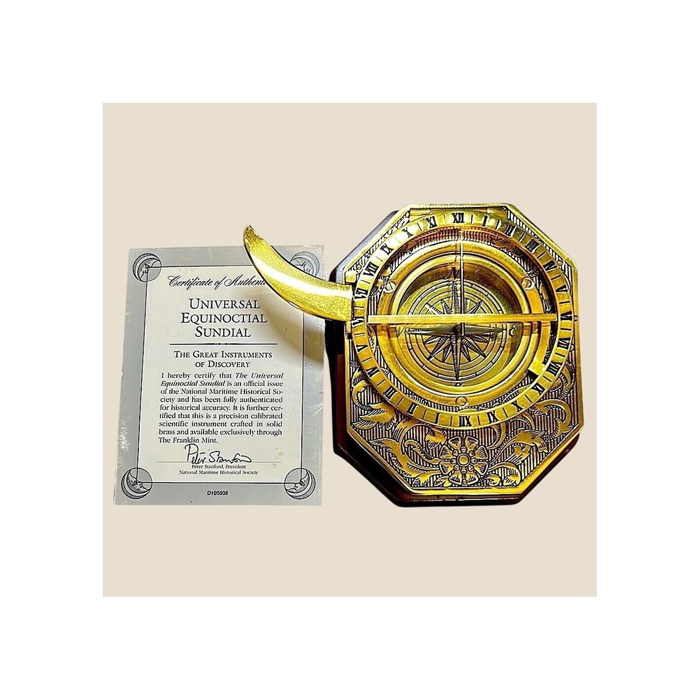 Brass Sundial Equinoctial Compass by Franklin Mint – Certificate of Auntheticity - Picture 4 of 12